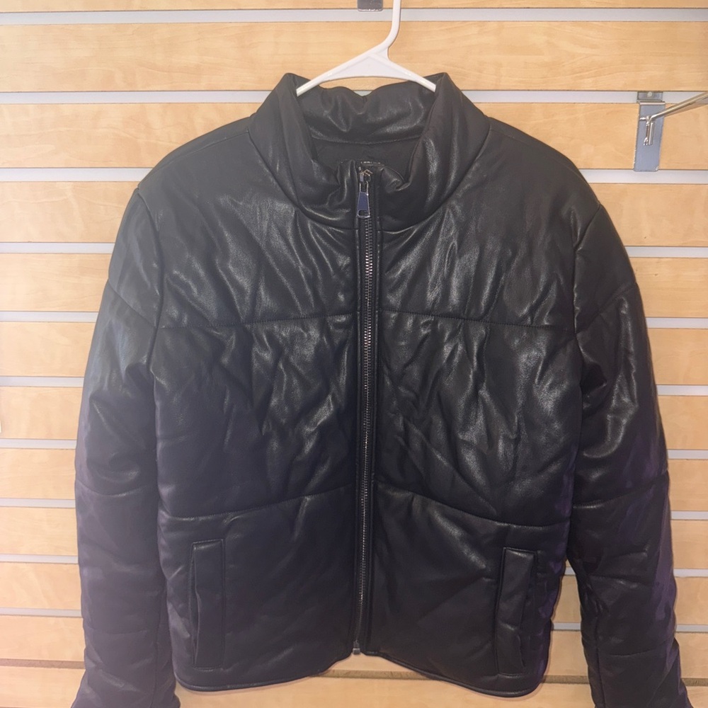 David Lerner Bella Vegan Leather Puffer Black